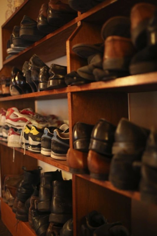Shelves full of shoes at The Laundry