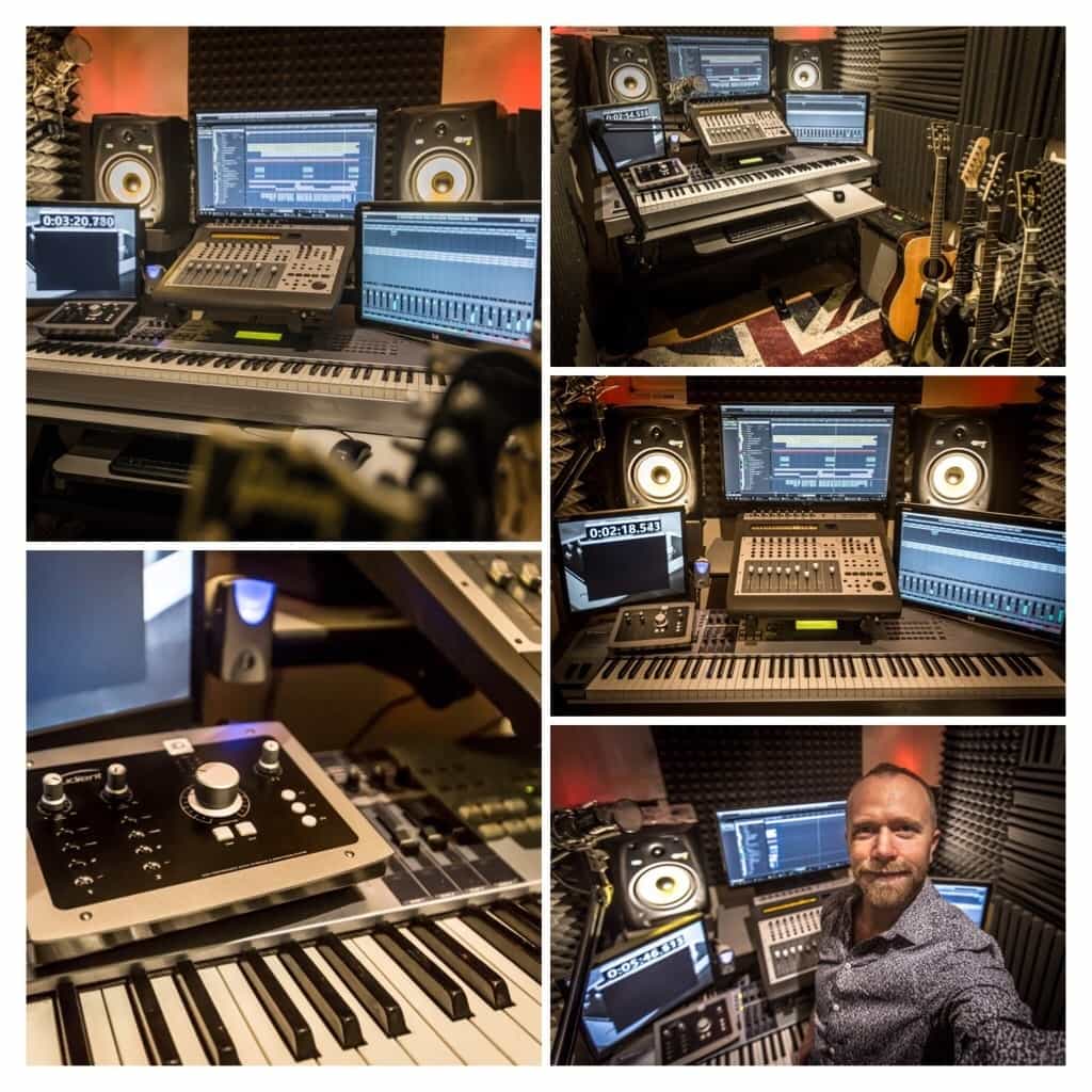 Joe Wakeford in his studio - with Audient iD22