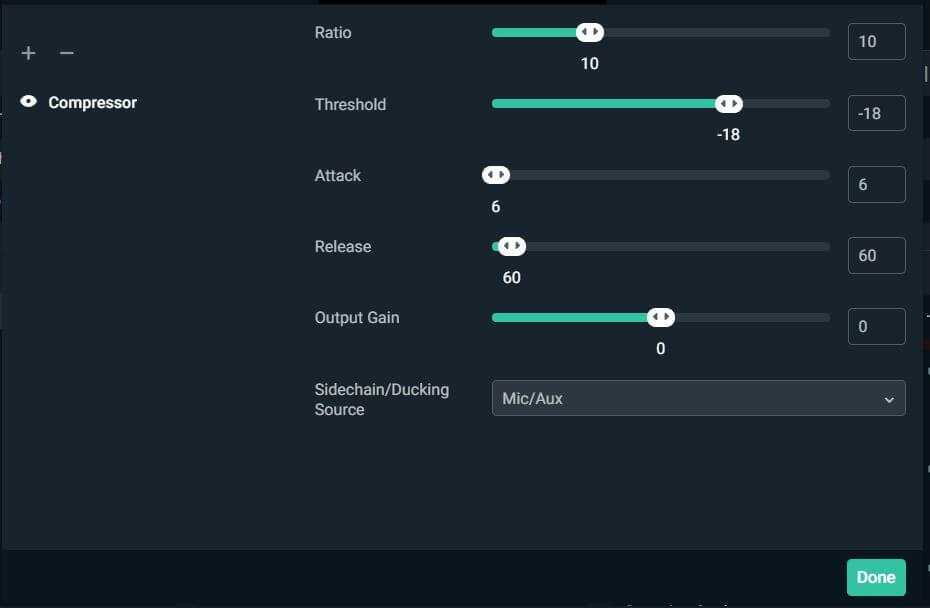 compressor settings - Audient