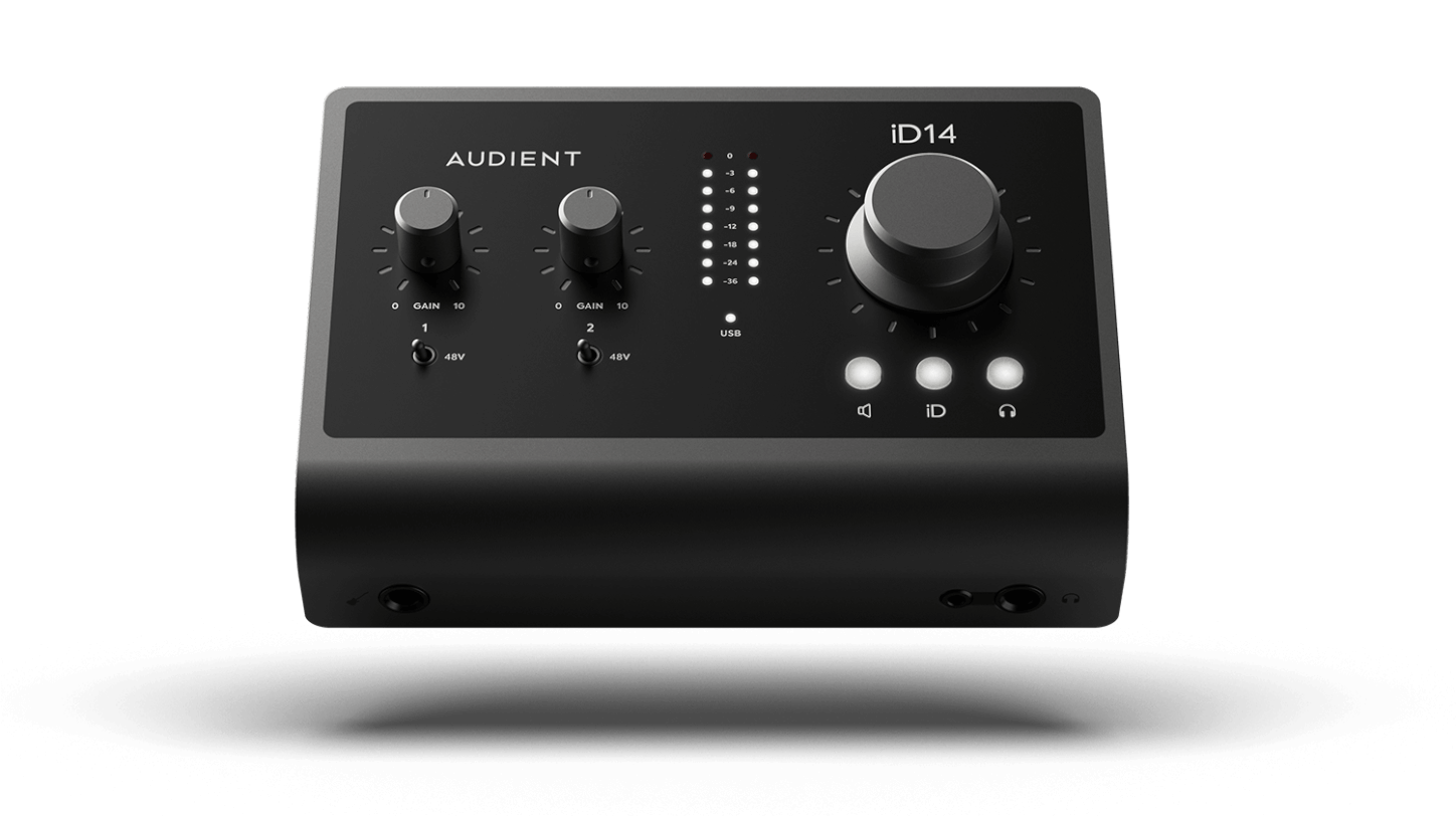 Black 2 Class-A Microphone Preamps Audient Audio Interface iD14 MKII High Performance USB Audio Interface, USB-C Connector, Monitor Mix and Monitor Panning Function, 2 Headphone Outputs 
