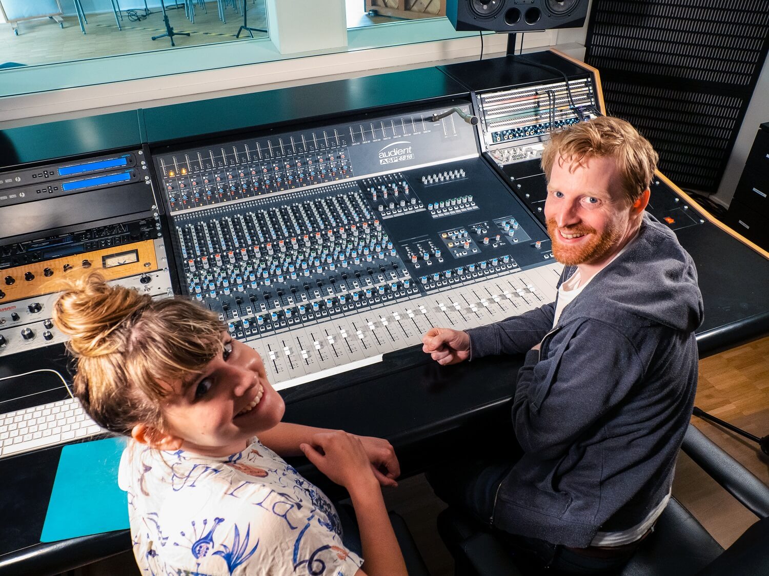 Music Production creatives at the ASP4816 mixing console from Audient