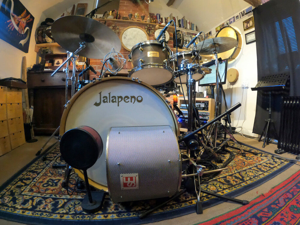 Terl Bryant's custom birch Jalapeno drumkit