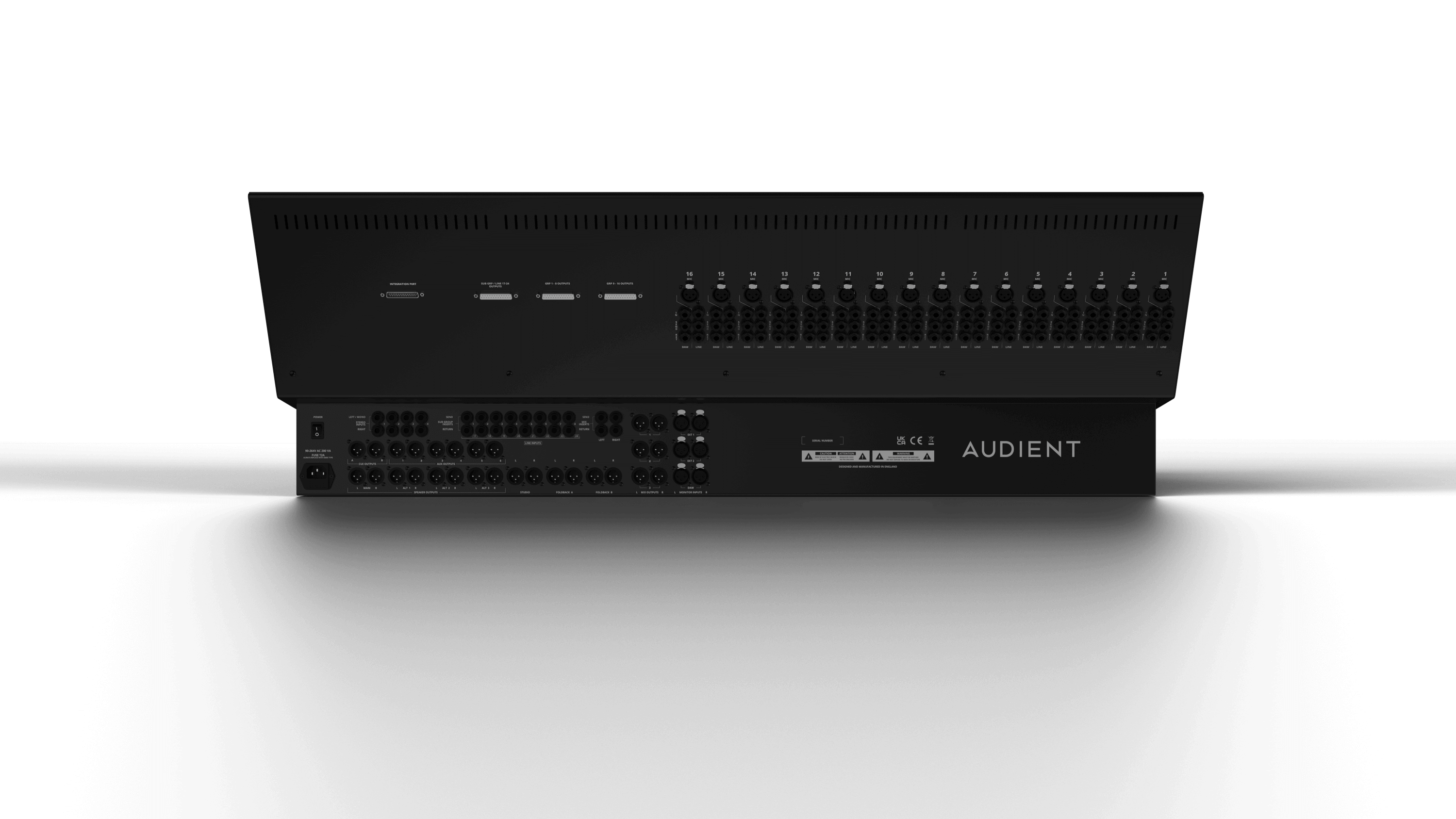 Back view of audio mixing console - ASP4816 now shipping