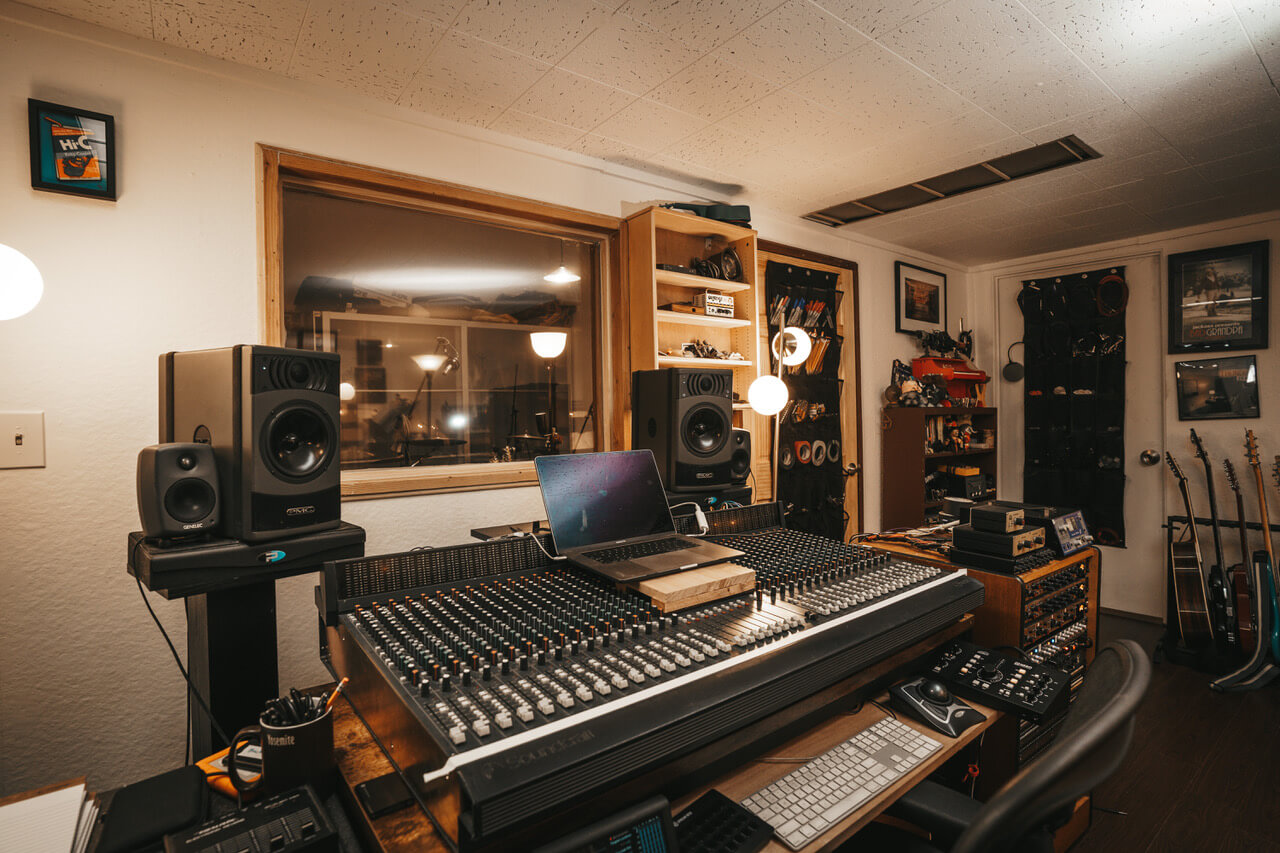 Tim O'Sullivan's studio control room: mixing desk, Nero, keyboard and loads of gear