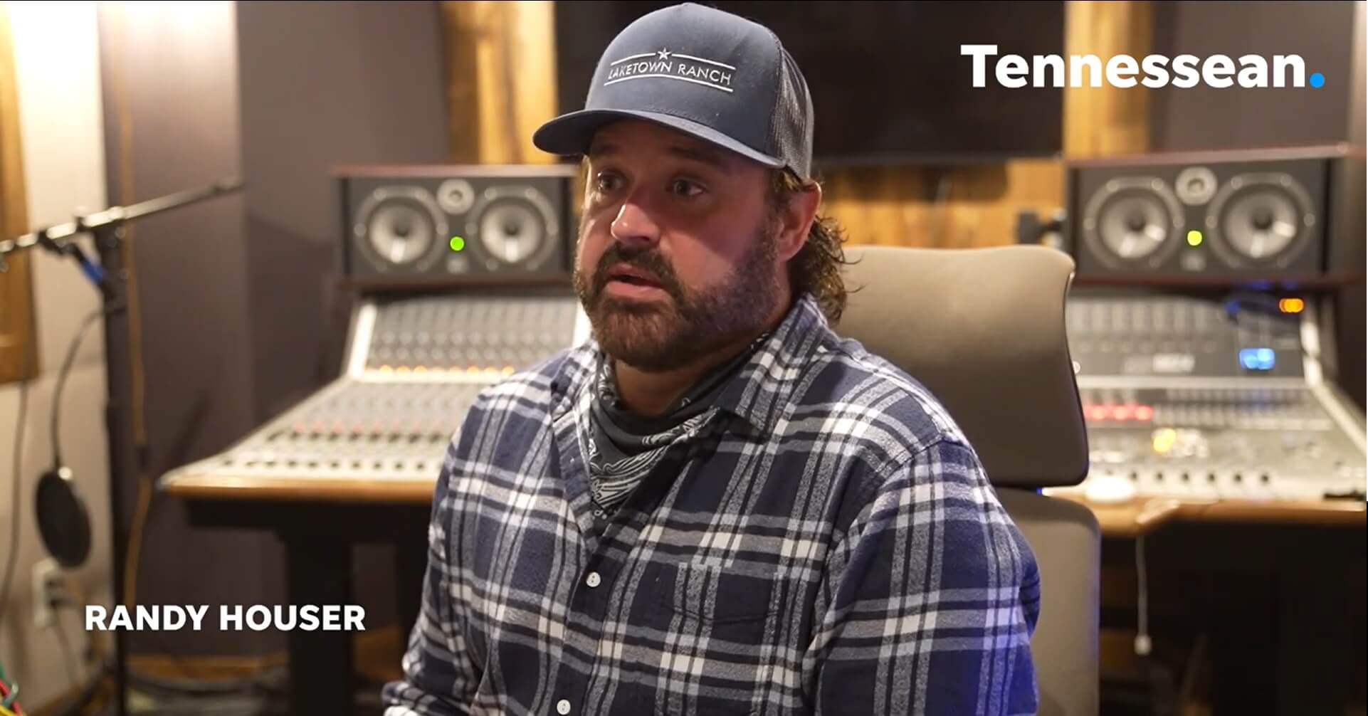 Screenshot of Randy Houser in front of Audient console being interviewed by The Tennessean 