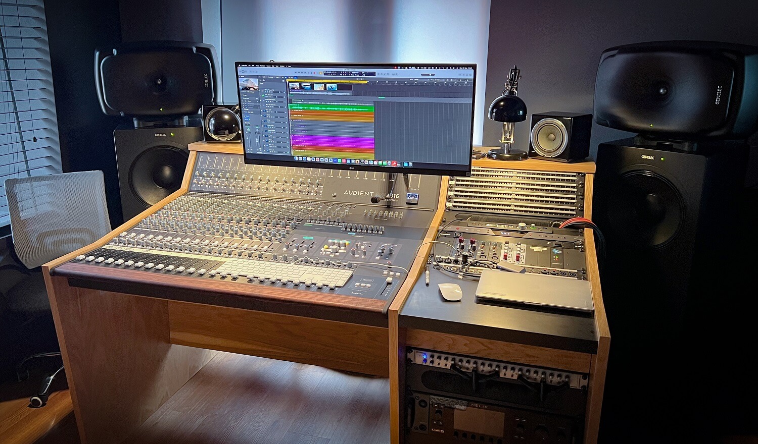 Compact Audient mixing console at TYX, Tileyard North studio in Wakefield