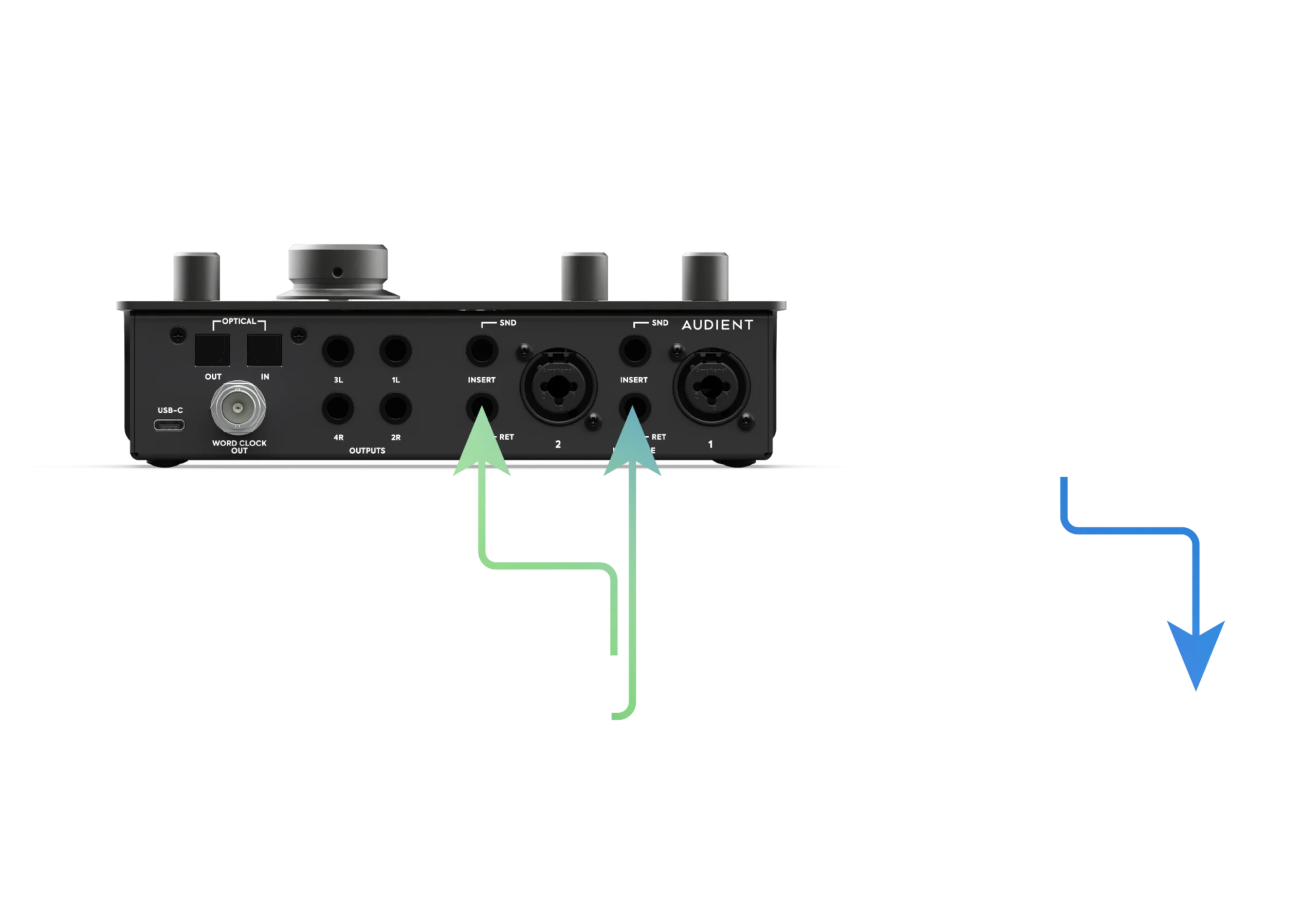 Diagram showing tracking an external preamp with the iD24