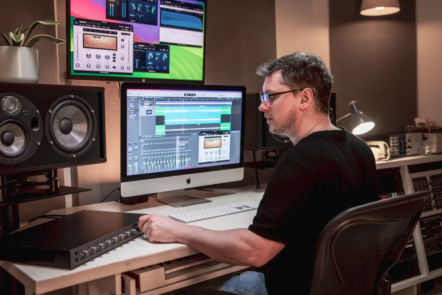 Engineer using the iD48 Audio Interface